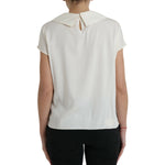 Dolce & Gabbana Off White Silk Lace Trim Short Sleeves Top TSH84840-44
