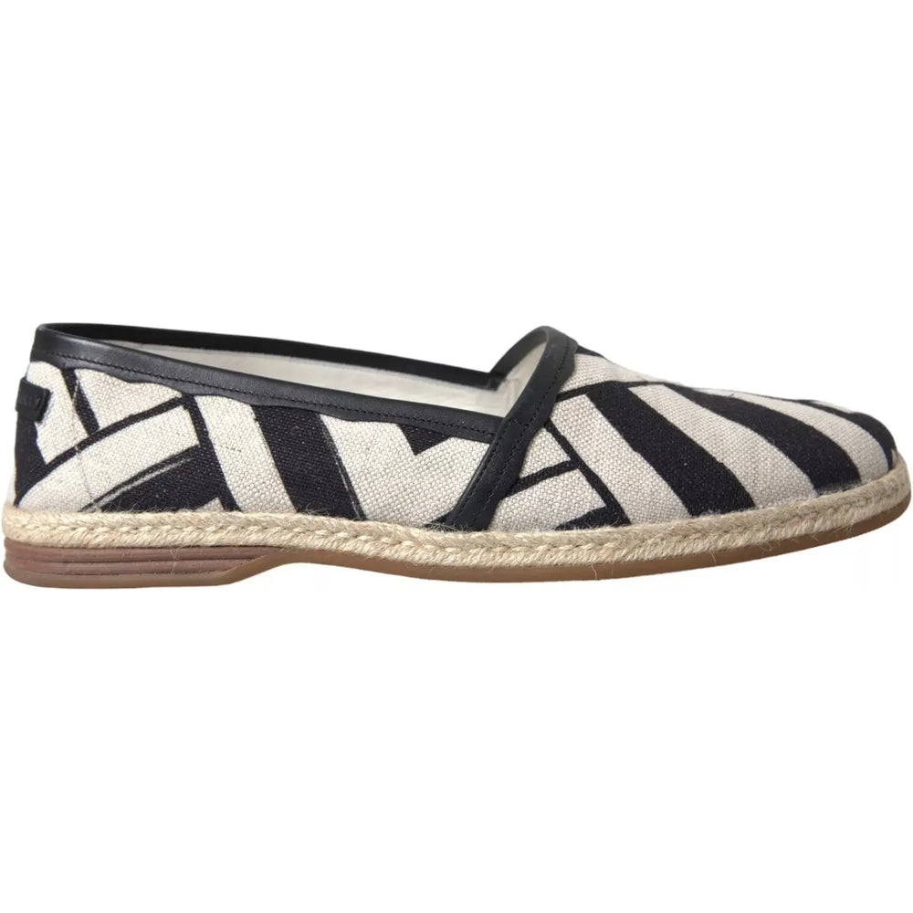 Dolce & Gabbana Black White Stripes Slip On Espadrille Shoes MV7921-41