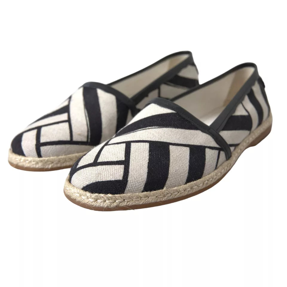 Dolce & Gabbana Black White Stripes Slip On Espadrille Shoes MV7921-41