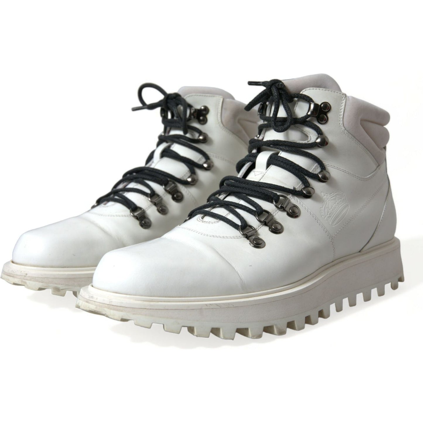 Dolce & Gabbana White Vulcano Trekking Ankle Boots Shoes MV5607-43