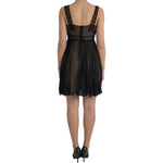 Dolce & Gabbana Black Silk Pleated Lace Chiffon Mini Dress DR281127-42