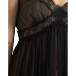 Dolce & Gabbana Black Silk Pleated Lace Chiffon Mini Dress DR281127-42