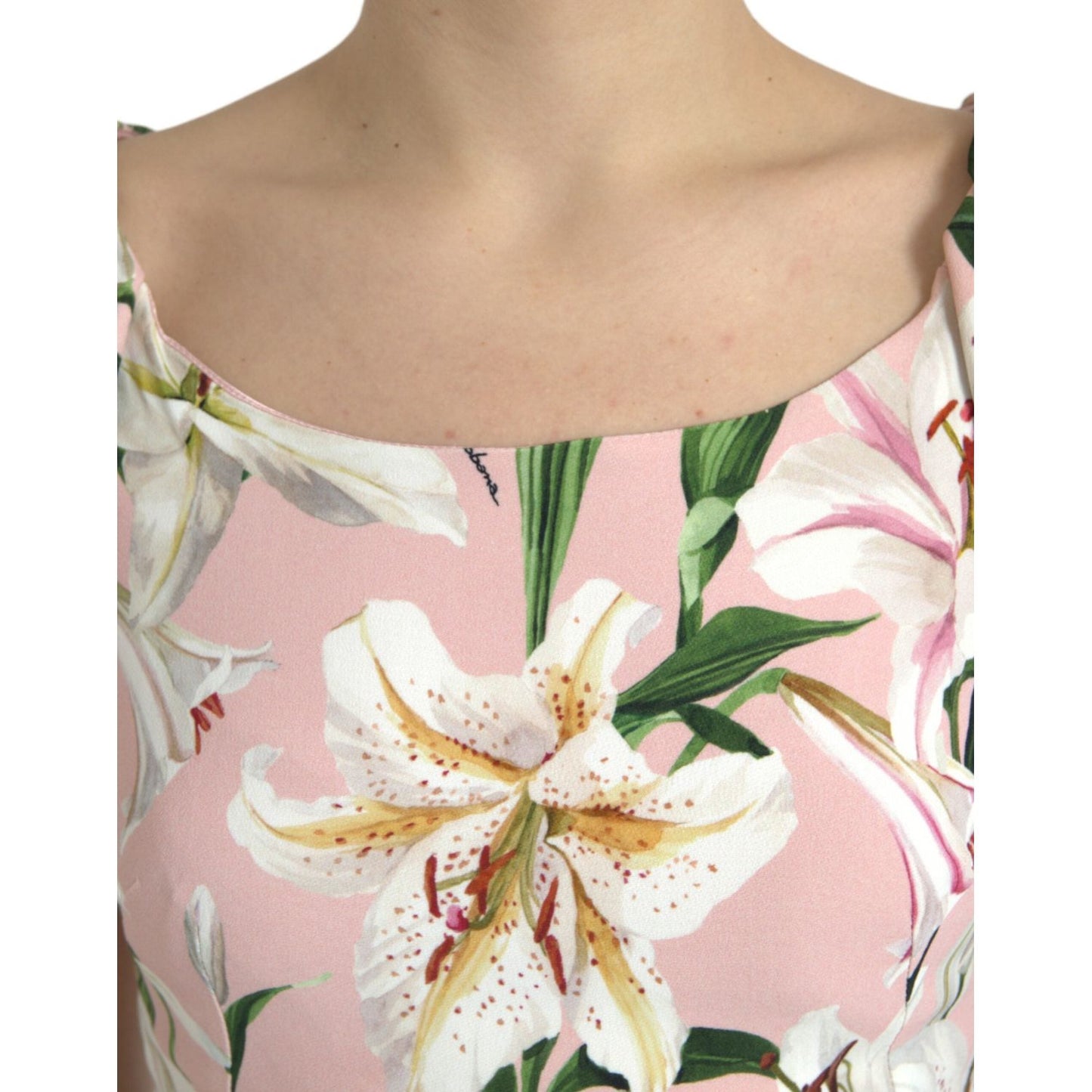 Dolce & Gabbana Pink Lily Viscose Sheath Stretch Mini Dress DR281131-40