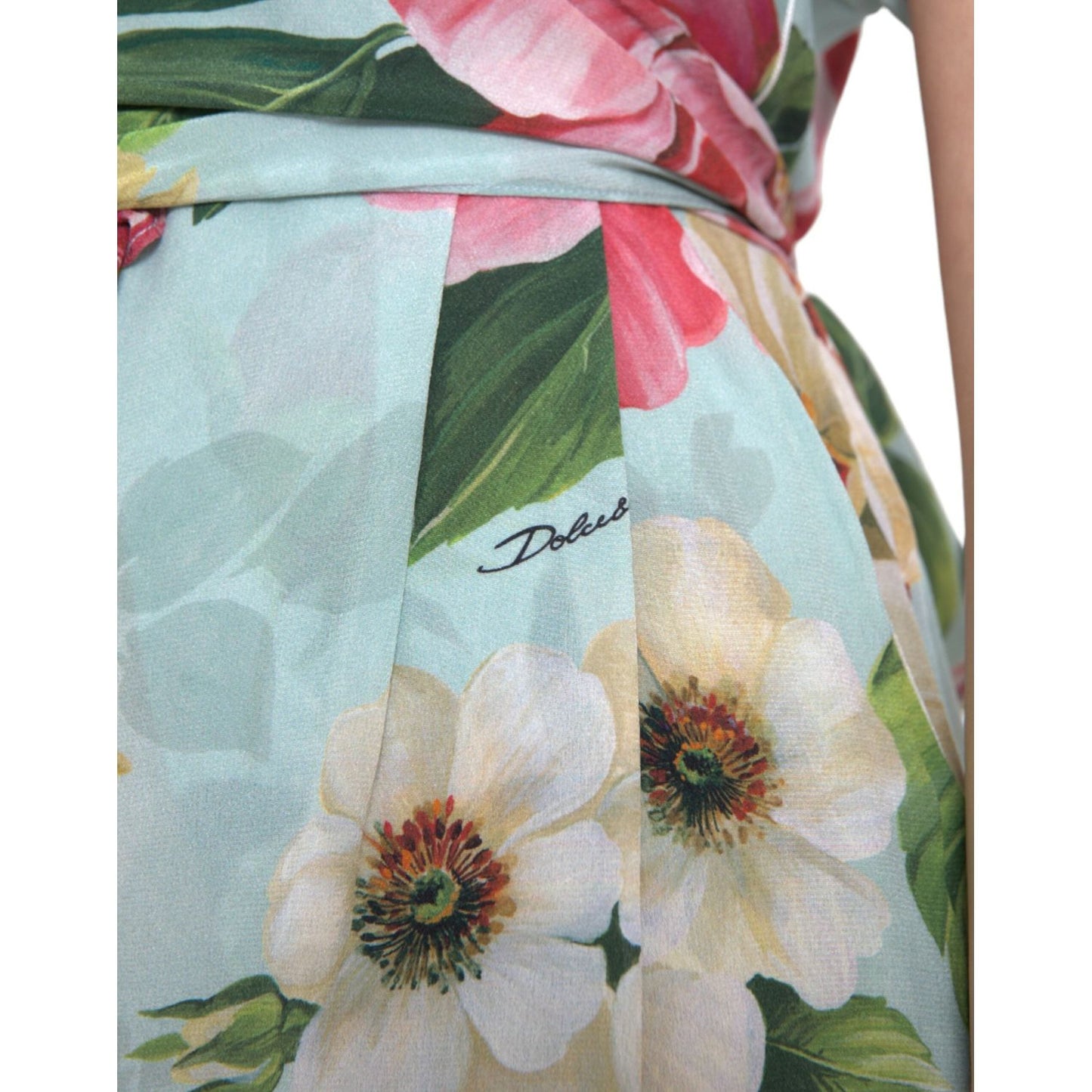 Dolce & Gabbana Blue Floral Wide Leg Wrap Jumpsuit Dress DR281150-36