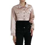 Dolce & Gabbana Pink Cotton Stretch Collared Cropped Jacket JKT3808-40
