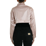 Dolce & Gabbana Pink Cotton Stretch Collared Cropped Jacket JKT3808-40