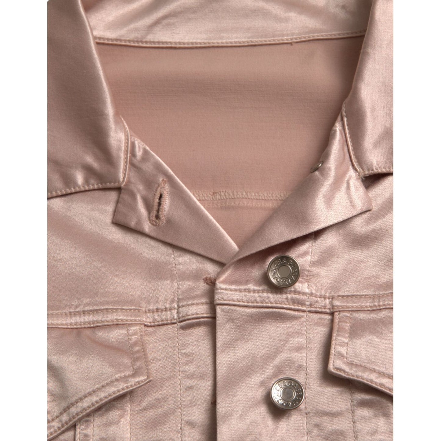 Dolce & Gabbana Pink Cotton Stretch Collared Cropped Jacket JKT3808-40