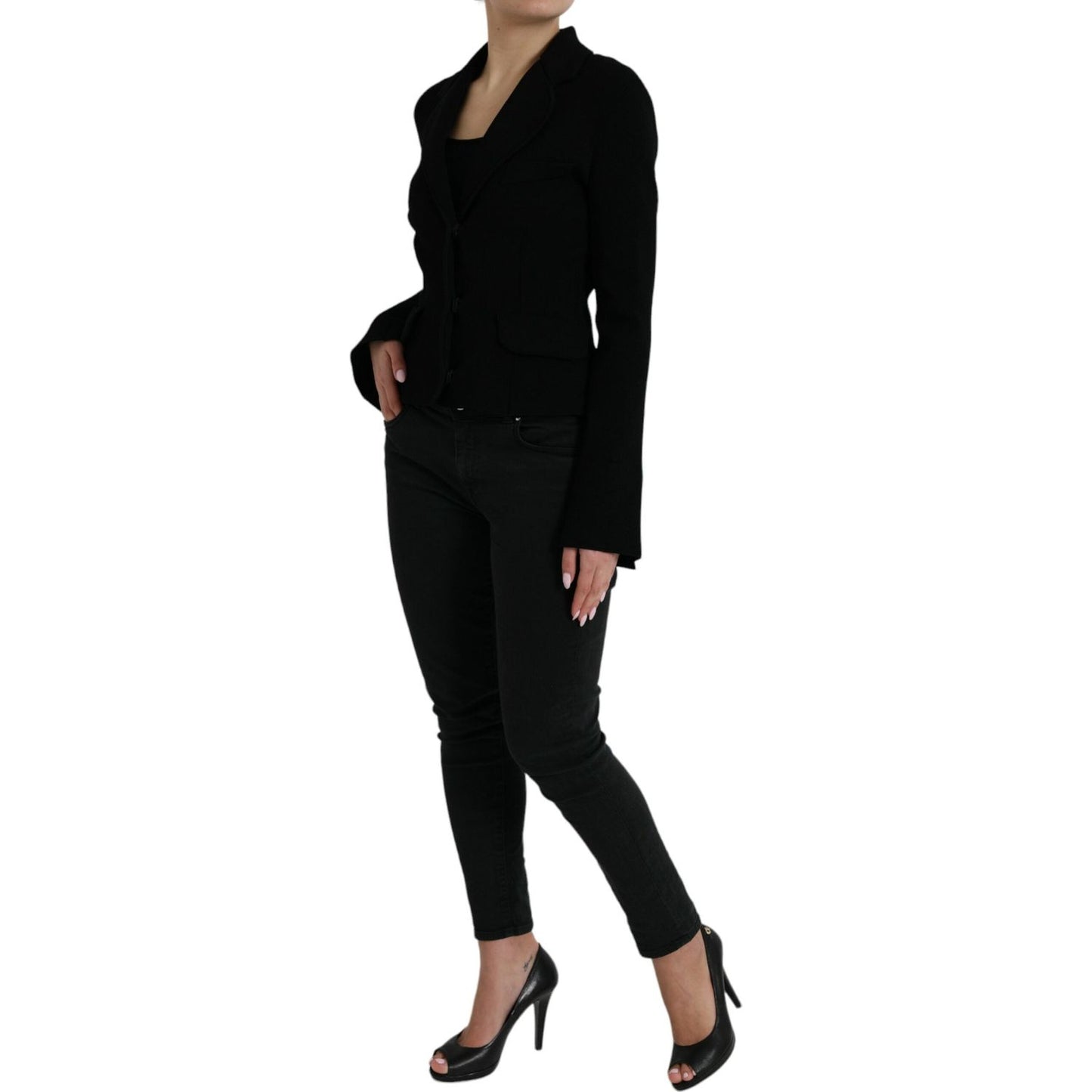 Dolce & Gabbana Black Viscose Single Breasted Blazer Jacket JKT3812-40