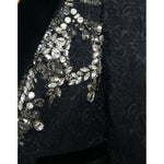 Dolce & Gabbana Black Crystal Embellished Overcoat Jacket JKT4057-44