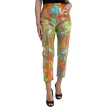 Dolce & Gabbana Multicolor Tie Dye Sequined High Waist Cropped Pants PAN75121-40