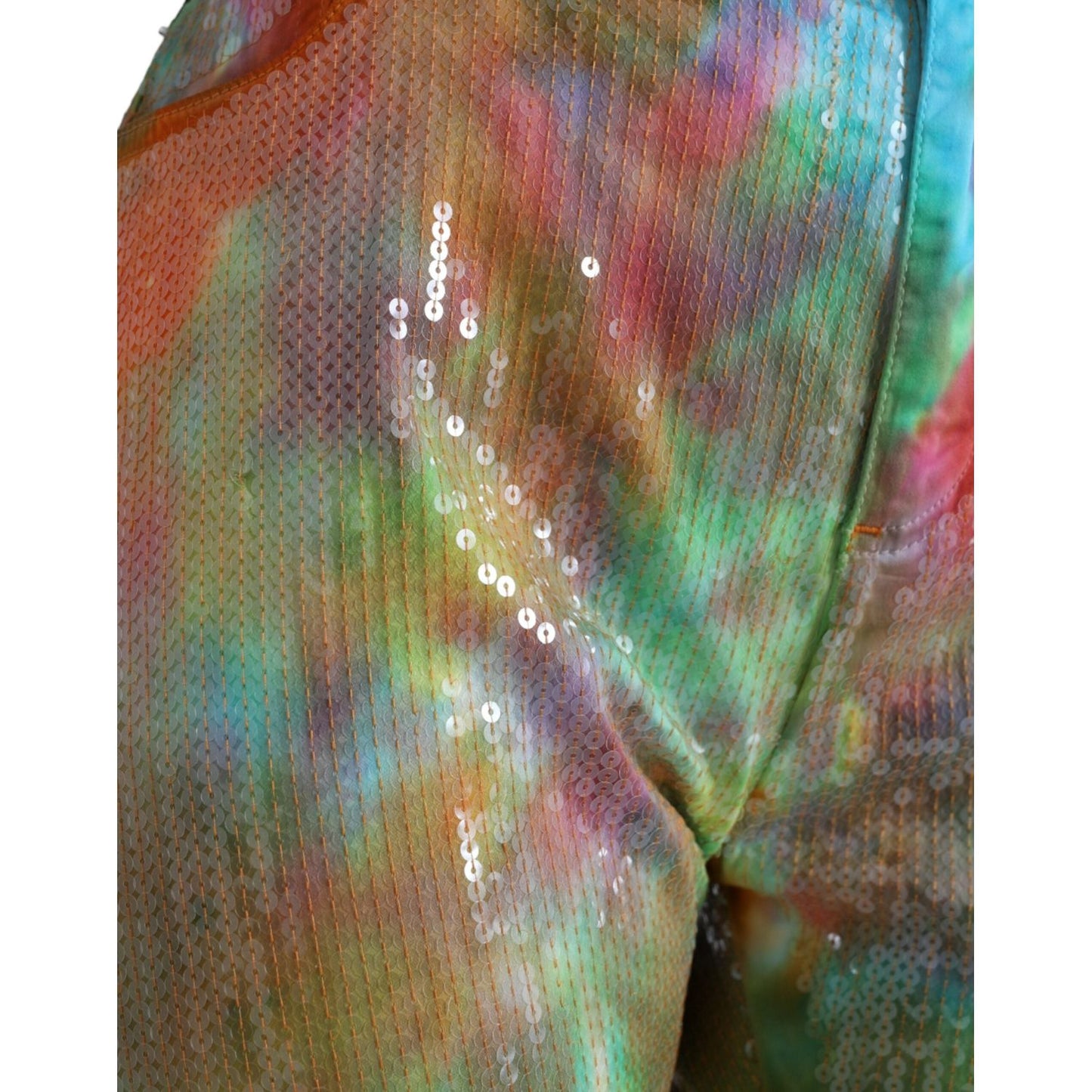 Dolce & Gabbana Multicolor Tie Dye Sequined High Waist Cropped Pants PAN75121-40