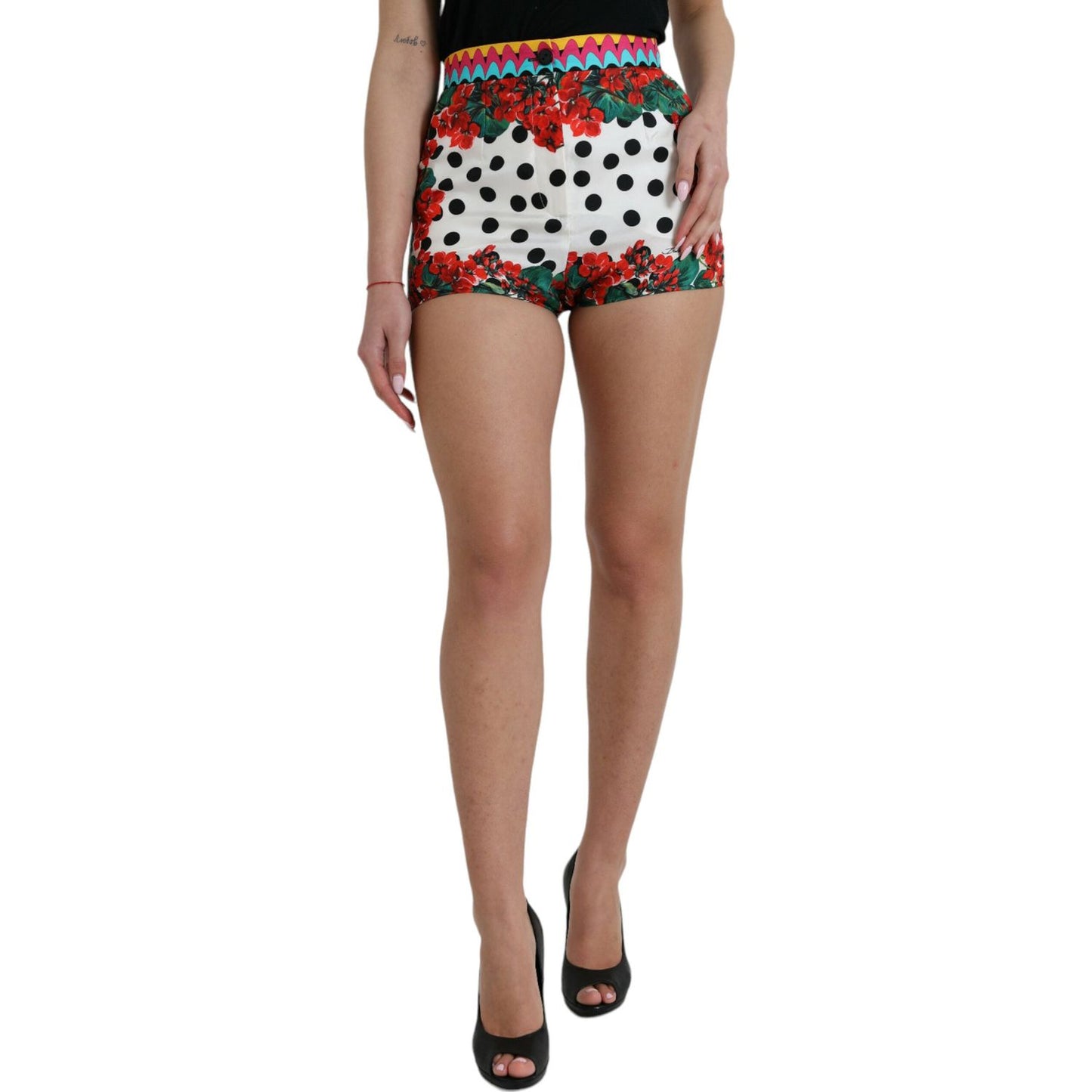 Dolce & Gabbana Multicolor Floral Polka Dot Hot Pants Shorts SKI1992-42
