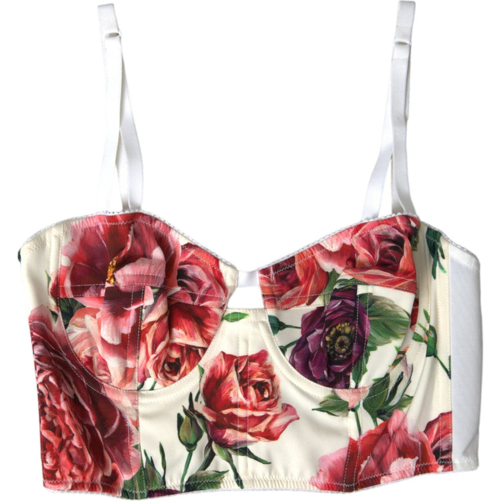 Dolce & Gabbana Multicolor Floral Sleeveless Bustier Crop Top BIK1778-40