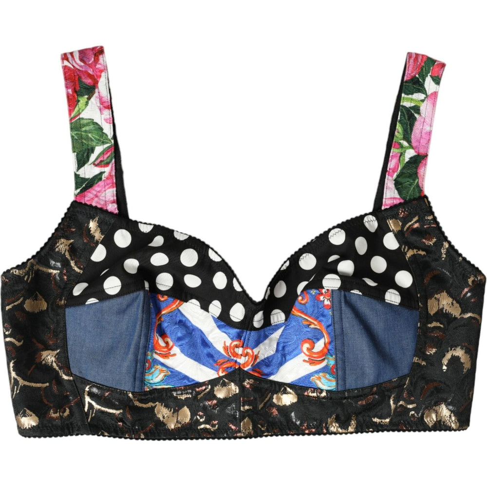 Dolce & Gabbana Multicolor Floral Patchwork Bustier Crop Top BIK1789-46