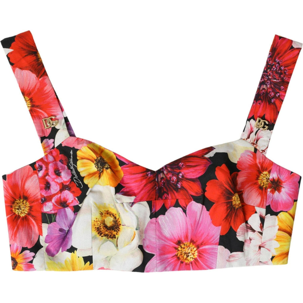 Dolce & Gabbana Multicolor Floral Sleeveless Bustier Crop Top BIK1791-36