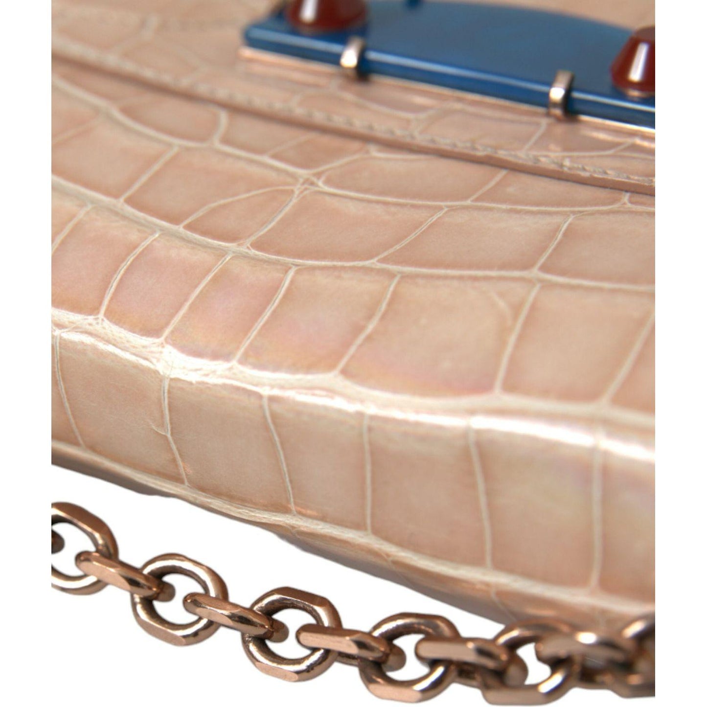 Balenciaga Beige Blue Agate Exotic Leather Gold Chain Purse Bag BAG1166