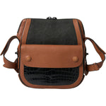 Balenciaga Black Brown Exotic Skin Leather Vertical Crossbody Purse Bag BAG1164