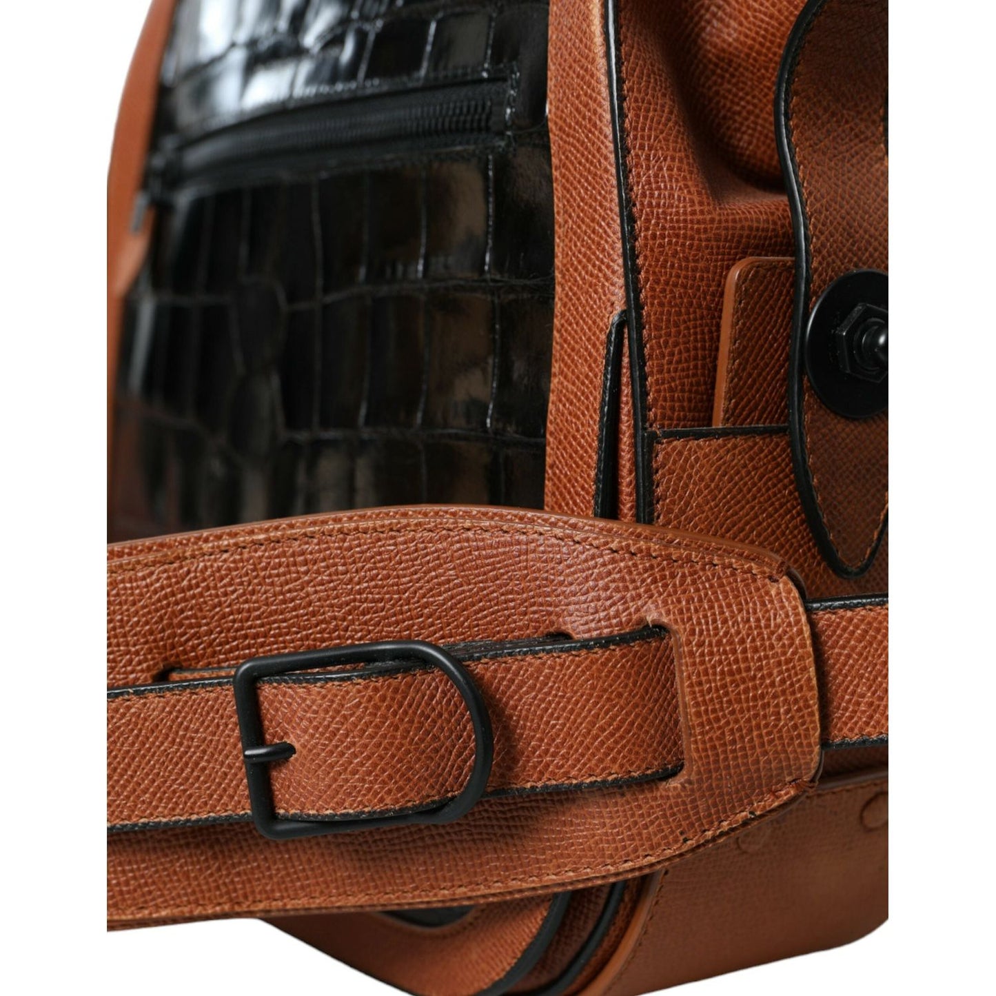 Balenciaga Black Brown Exotic Skin Leather Vertical Crossbody Purse Bag BAG1164