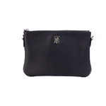 Burberry Peyton Monogram Black Leather Pouch Crossbody Bag Purse 57359