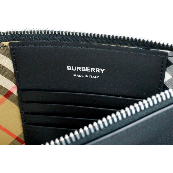 Burberry Peyton Monogram Black Leather Pouch Crossbody Bag Purse 57359