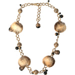 Dolce & Gabbana Gold Brass Leopard Fur Pearl Collier Chain Belt SMY101402-100