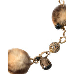Dolce & Gabbana Gold Brass Leopard Fur Pearl Collier Chain Belt SMY101402-100