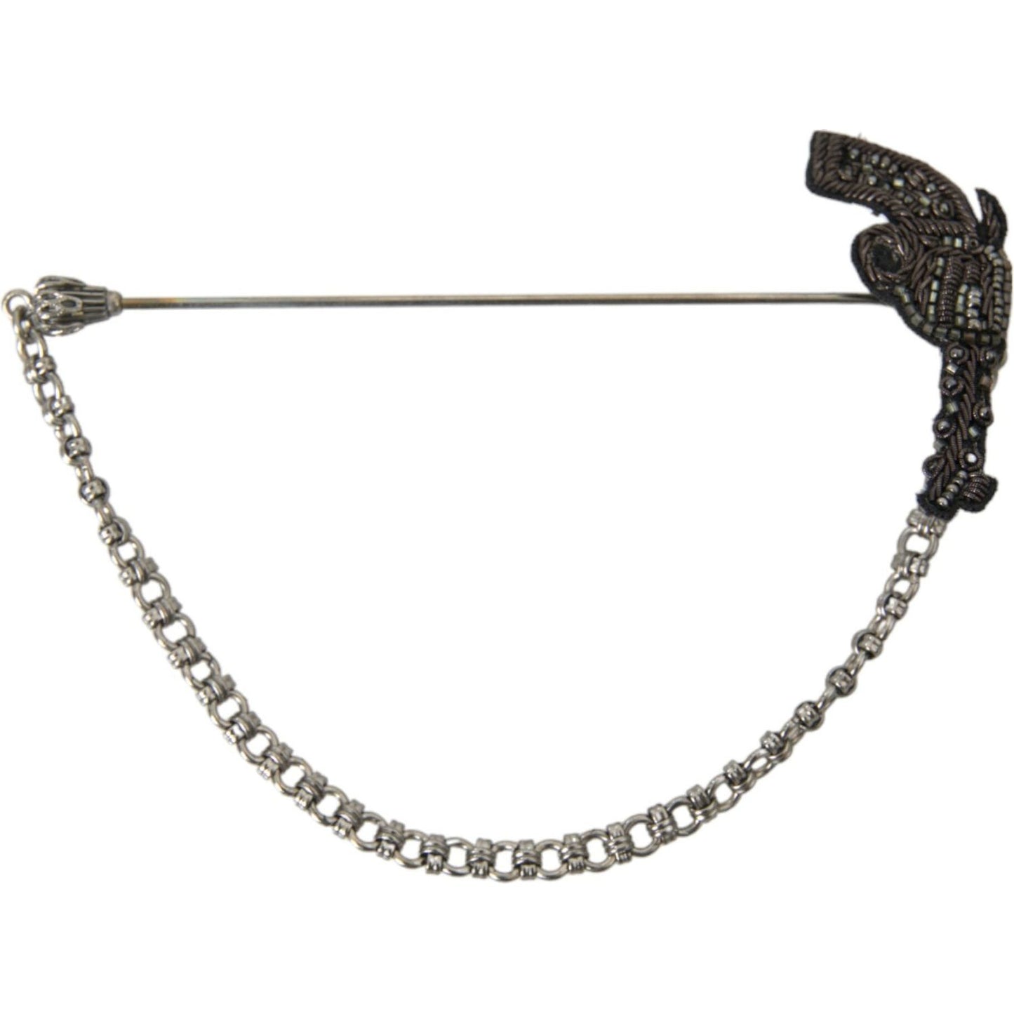 Dolce & Gabbana Brass Copper Silk Revolver Gun Men Brooch Lapel Pin SMY101448