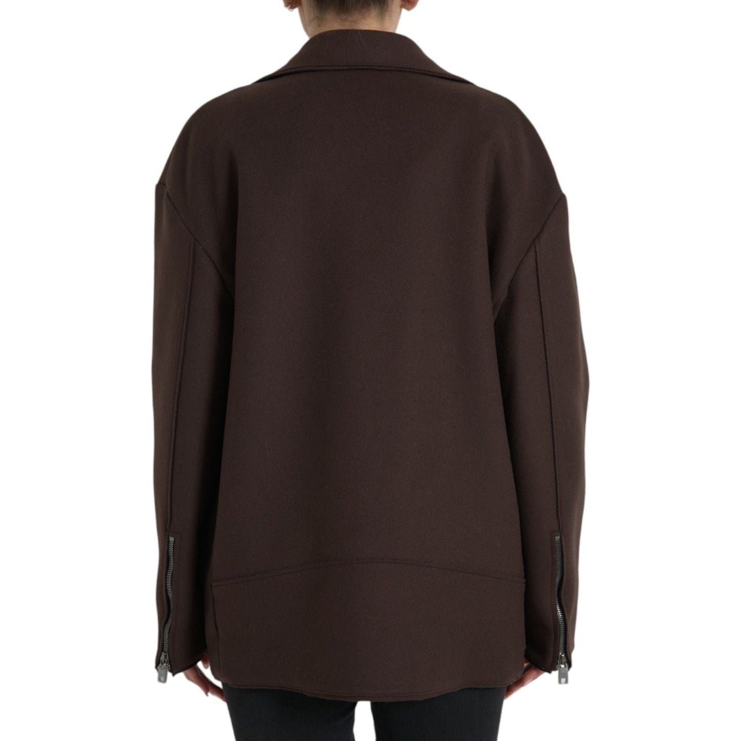 Dolce & Gabbana Brown Coat Short Biker Wool Jacket JKT4051-40