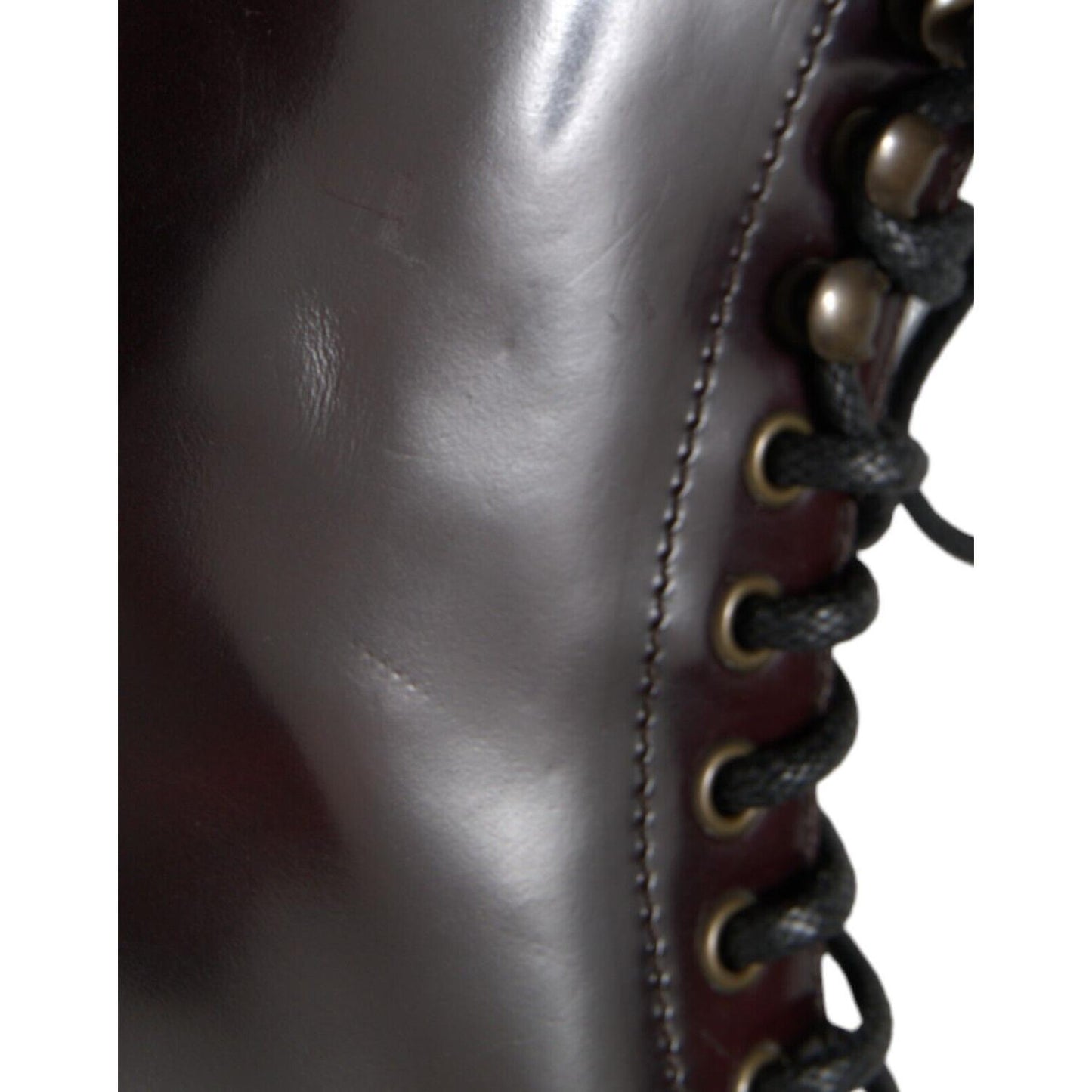 Dolce & Gabbana Black Leather Military Combat Boots Shoes MV5573-40