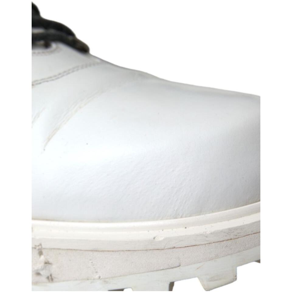 Dolce & Gabbana White Vulcano Trekking Ankle Boots Shoes MV5607-43