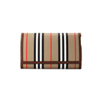 Burberry Hannah Icon Stripe Archive Tan E-Canvas Leather Wallet Crossbody Bag 89857