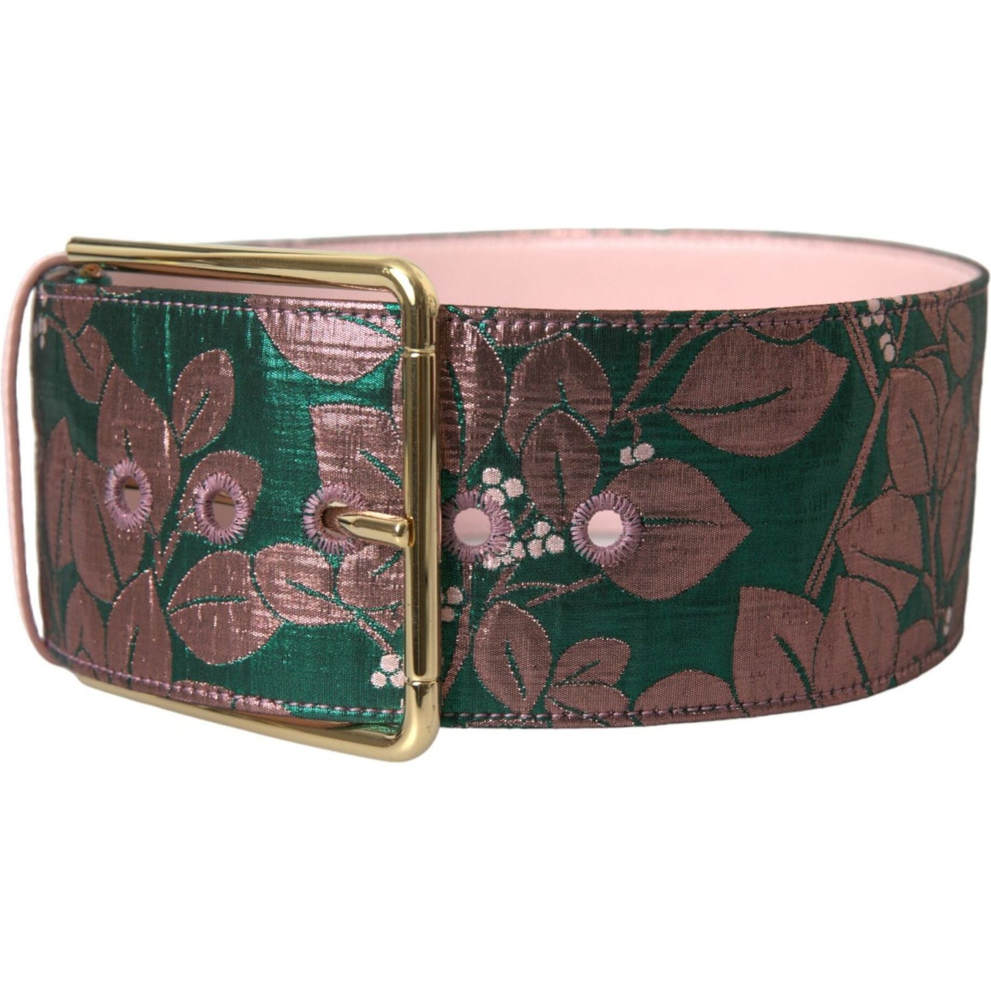 Dolce & Gabbana Multicolor Floral Jacquard Lurex Gold Buckle Belt BEL9159-90