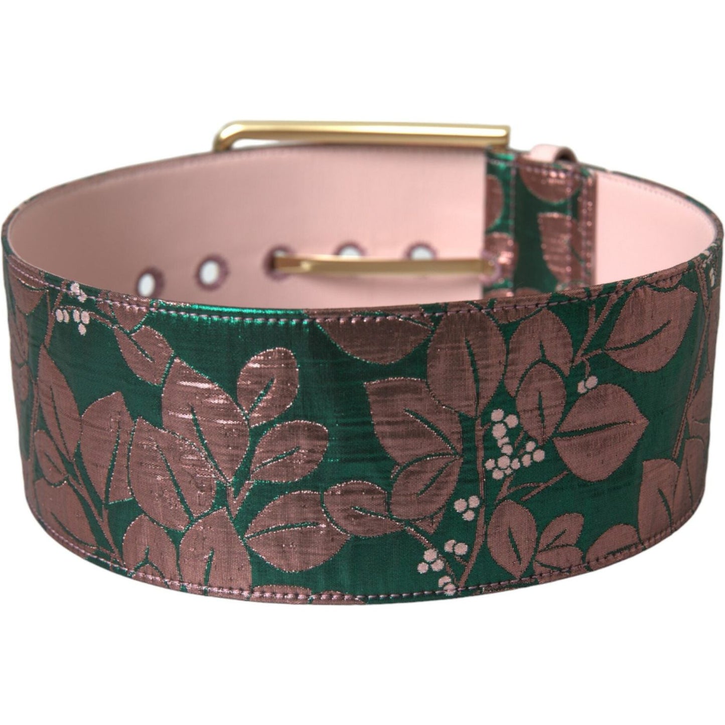 Dolce & Gabbana Multicolor Floral Jacquard Lurex Gold Buckle Belt BEL9159-90