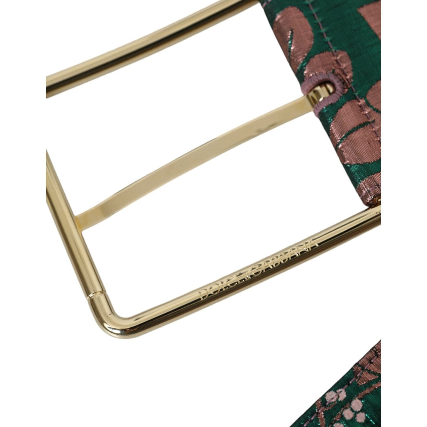 Dolce & Gabbana Multicolor Floral Jacquard Lurex Gold Buckle Belt BEL9159-90