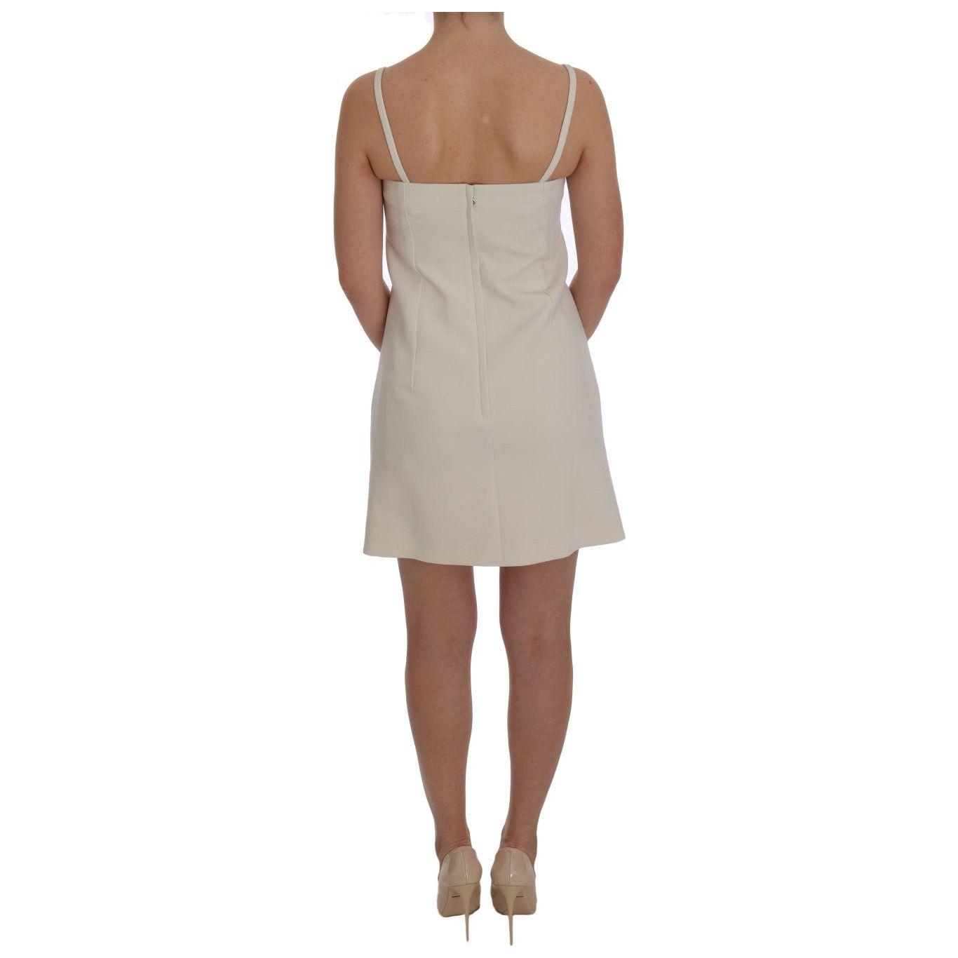 Dolce & Gabbana White Wool Stretch Brooch Shift Dress SIG60226-4