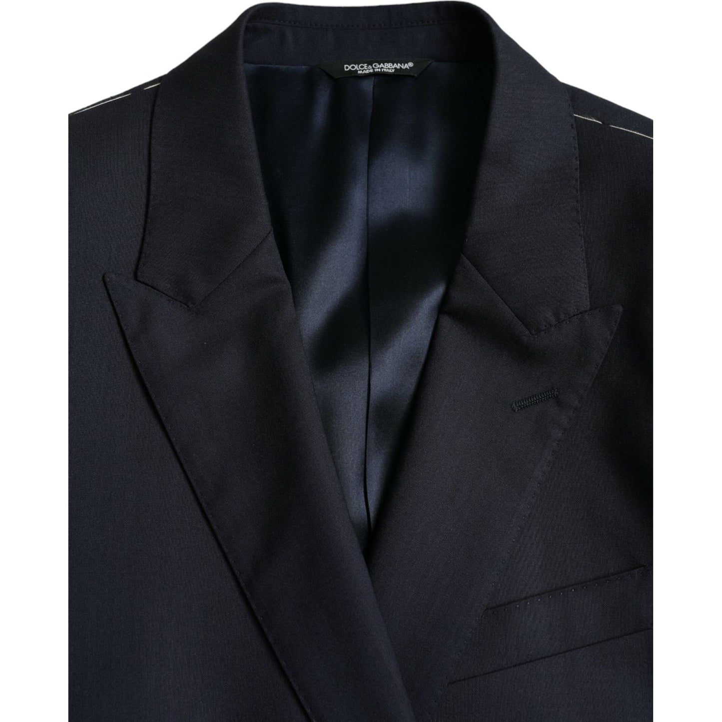 Dolce & Gabbana Dark Blue Wool Single Breasted Coat Blazer JKT4019-54
