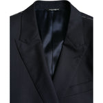 Dolce & Gabbana Dark Blue Wool Single Breasted Coat Blazer JKT4019-54