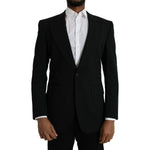 Dolce & Gabbana Black Wool Peak Single Breasted Coat Blazer JKT4024-48