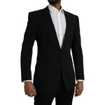 Dolce & Gabbana Black Wool Peak Single Breasted Coat Blazer JKT4024-48