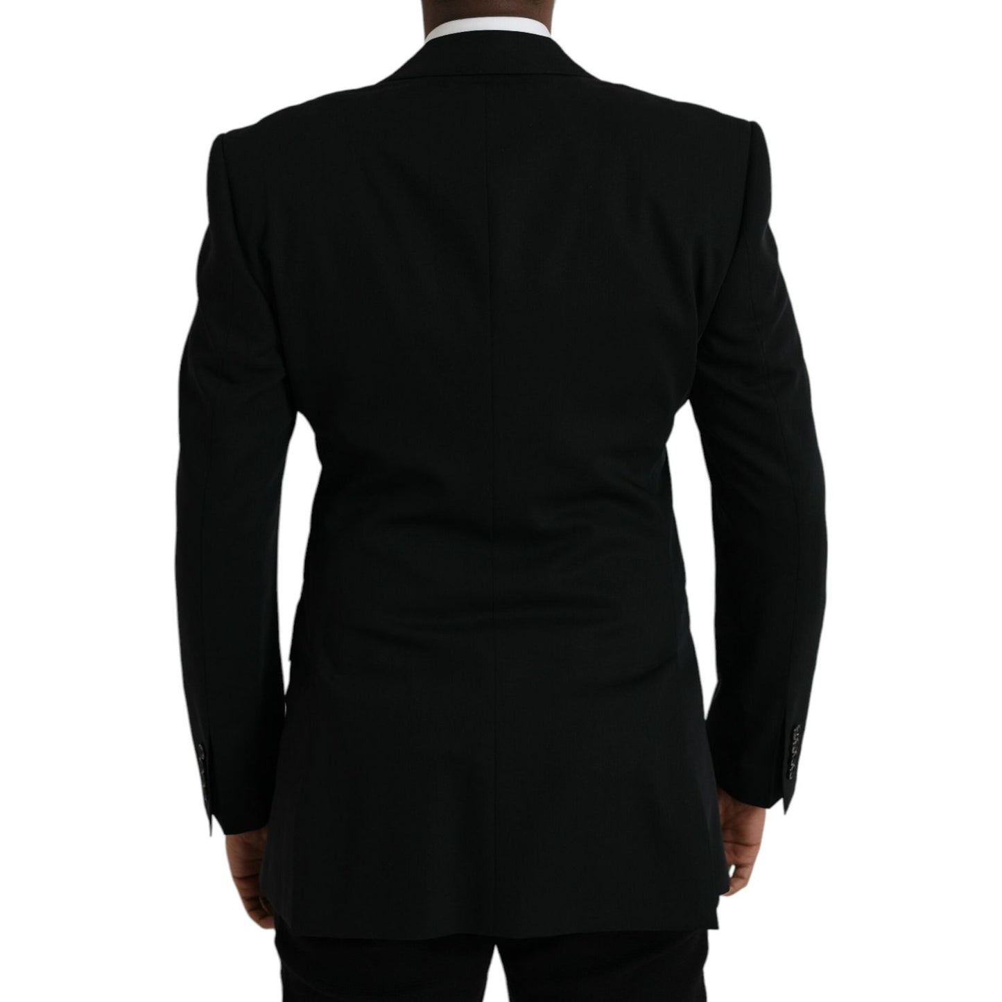 Dolce & Gabbana Black Wool Peak Single Breasted Coat Blazer JKT4024-48