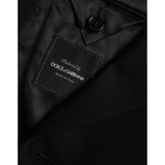Dolce & Gabbana Black Wool Peak Single Breasted Coat Blazer JKT4024-48