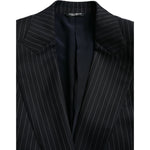Dolce & Gabbana Black Stripe SICILIA Double Breasted Coat Blazer JKT4029-46