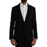 Dolce & Gabbana Black Wool Notch Single Breasted Coat Blazer JKT4042-50