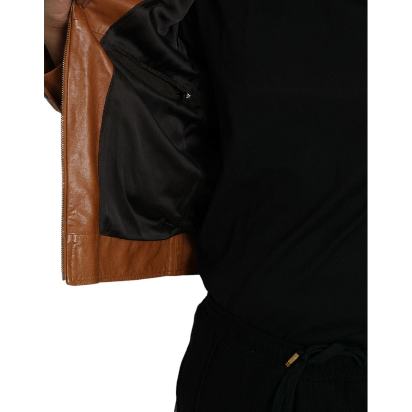 Dolce & Gabbana Brown Lamb Leather Full Zip Blouson Jacket JKT4047-44