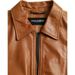 Dolce & Gabbana Brown Lamb Leather Full Zip Blouson Jacket JKT4047-44