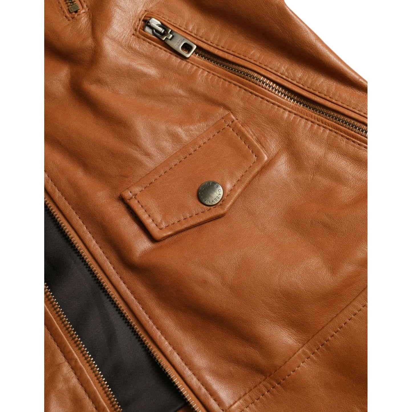 Dolce & Gabbana Brown Lamb Leather Full Zip Blouson Jacket JKT4047-44