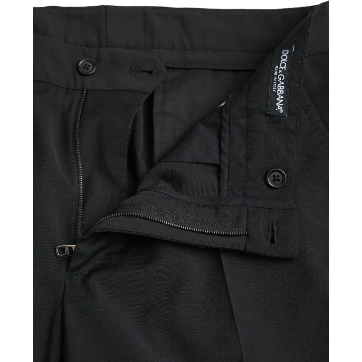 Dolce & Gabbana Black Wool SlimFit Dress Formal Pants PAN75325-48