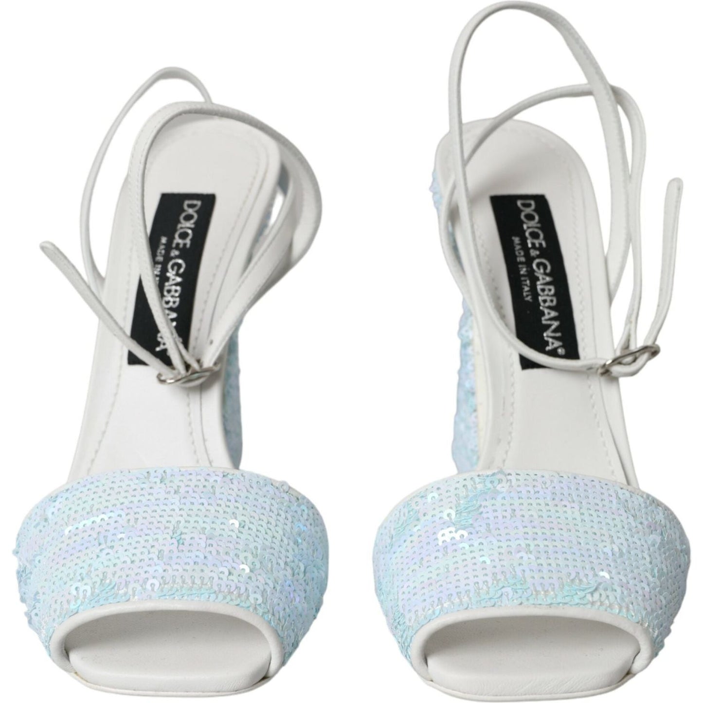 Dolce & Gabbana Light Blue Sequin Ankle Strap Sandals Shoes LA10564-39
