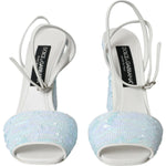 Dolce & Gabbana Light Blue Sequin Ankle Strap Sandals Shoes LA10564-39
