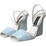 Dolce & Gabbana Light Blue Sequin Ankle Strap Sandals Shoes LA10564-39